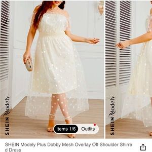 Plus overlay mesh polka dots dress